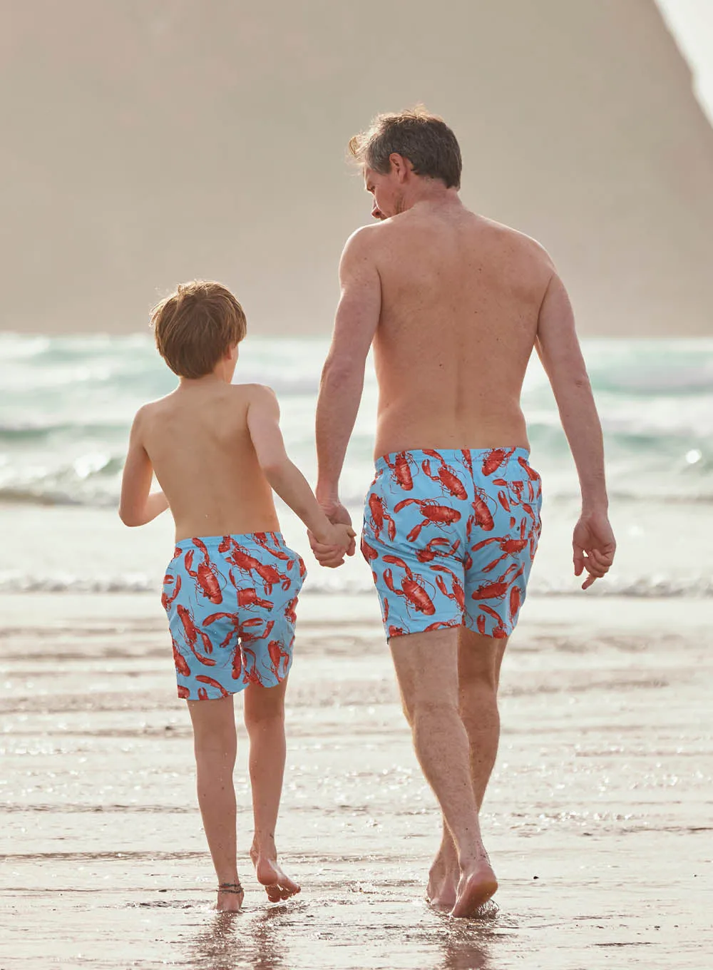 Mens Daddy & Me  Swimshorts in Aqua Lobster
