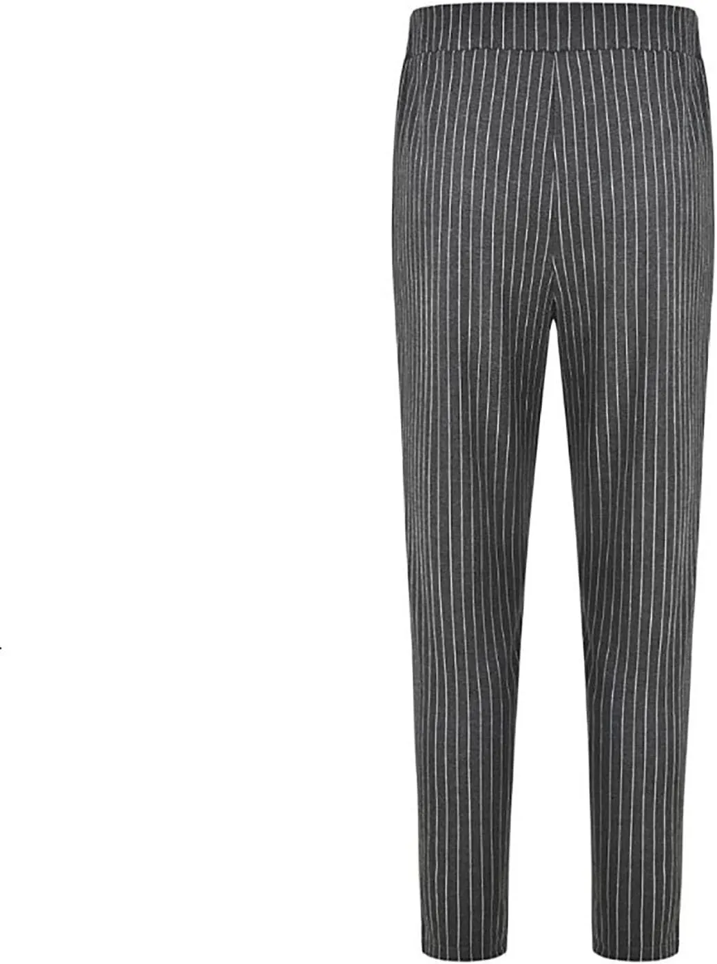 Mens Fashion Casual Striped Pants Dress Chino Long Pants Fit Drawstring Cotton Slack Trousers