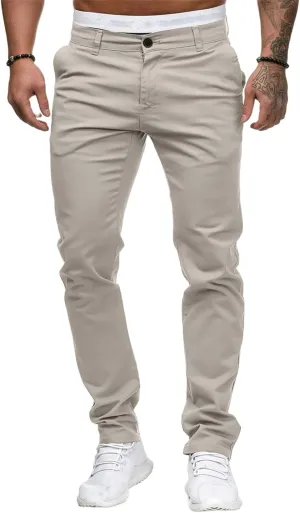 Mens Joggers Chino Pants Twill Workout Athletic Hiking Outdoor Sweatpants Casual Slim Fit Trousers with Pockets