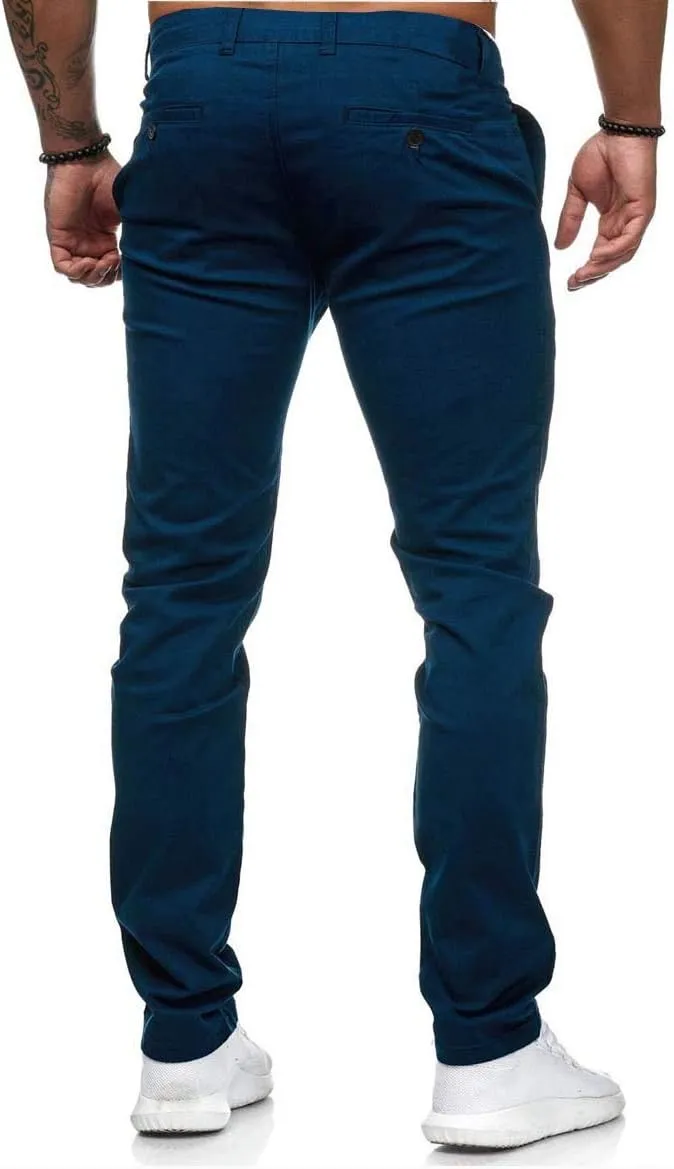 Mens Joggers Chino Pants Twill Workout Athletic Hiking Outdoor Sweatpants Casual Slim Fit Trousers with Pockets