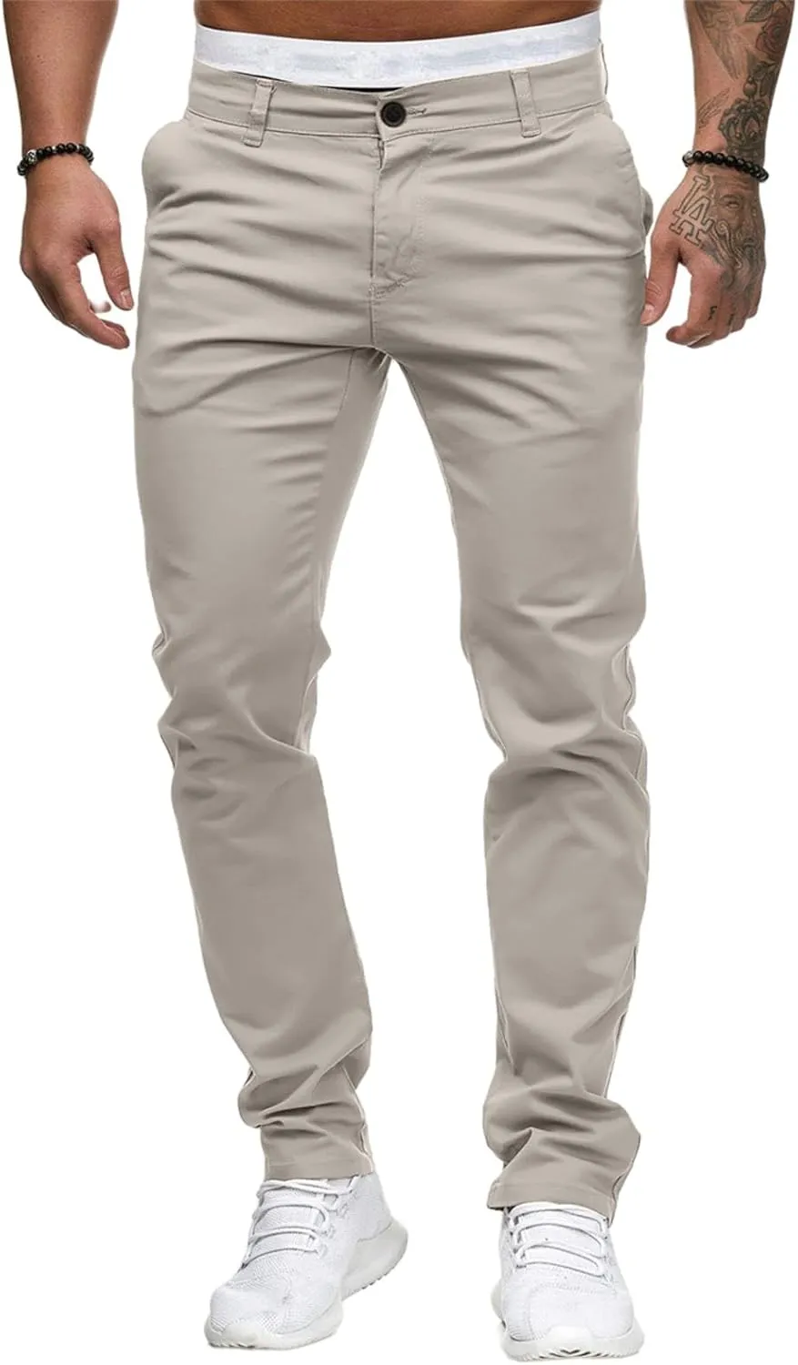 Mens Joggers Chino Pants Twill Workout Athletic Hiking Outdoor Sweatpants Casual Slim Fit Trousers with Pockets