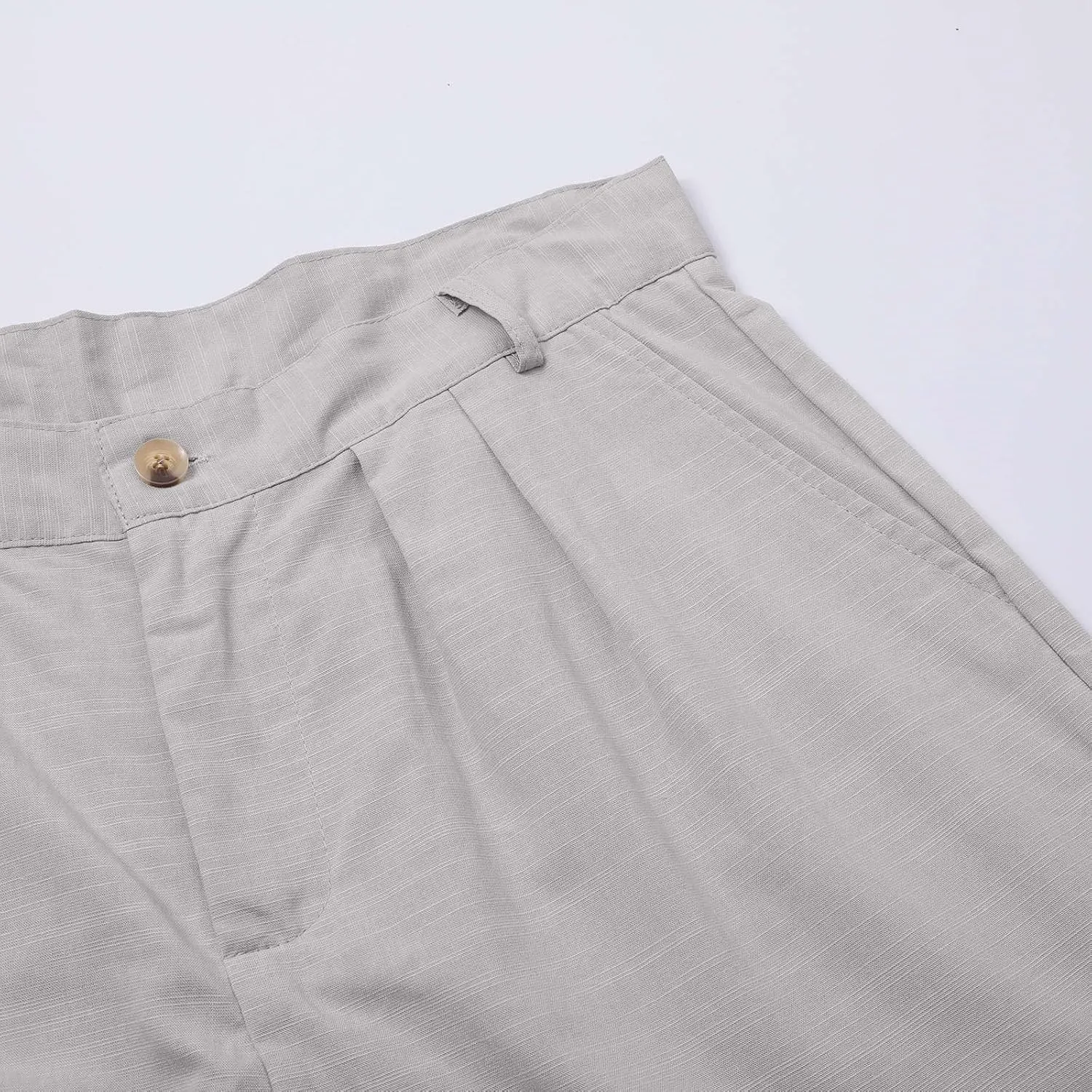 Mens Linen Beach Pants Big Tall Classic Flat Front Chino Pants Casual Lightweight Straight Leg Summer Beach Trouser