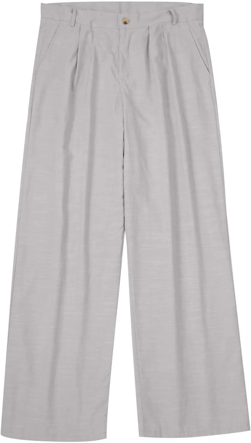 Mens Linen Beach Pants Big Tall Classic Flat Front Chino Pants Casual Lightweight Straight Leg Summer Beach Trouser