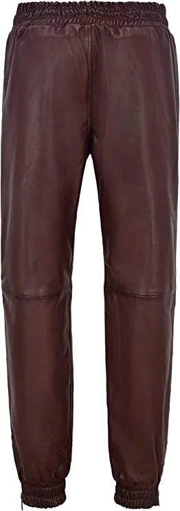 Men's Maroon Leather Joggers pants