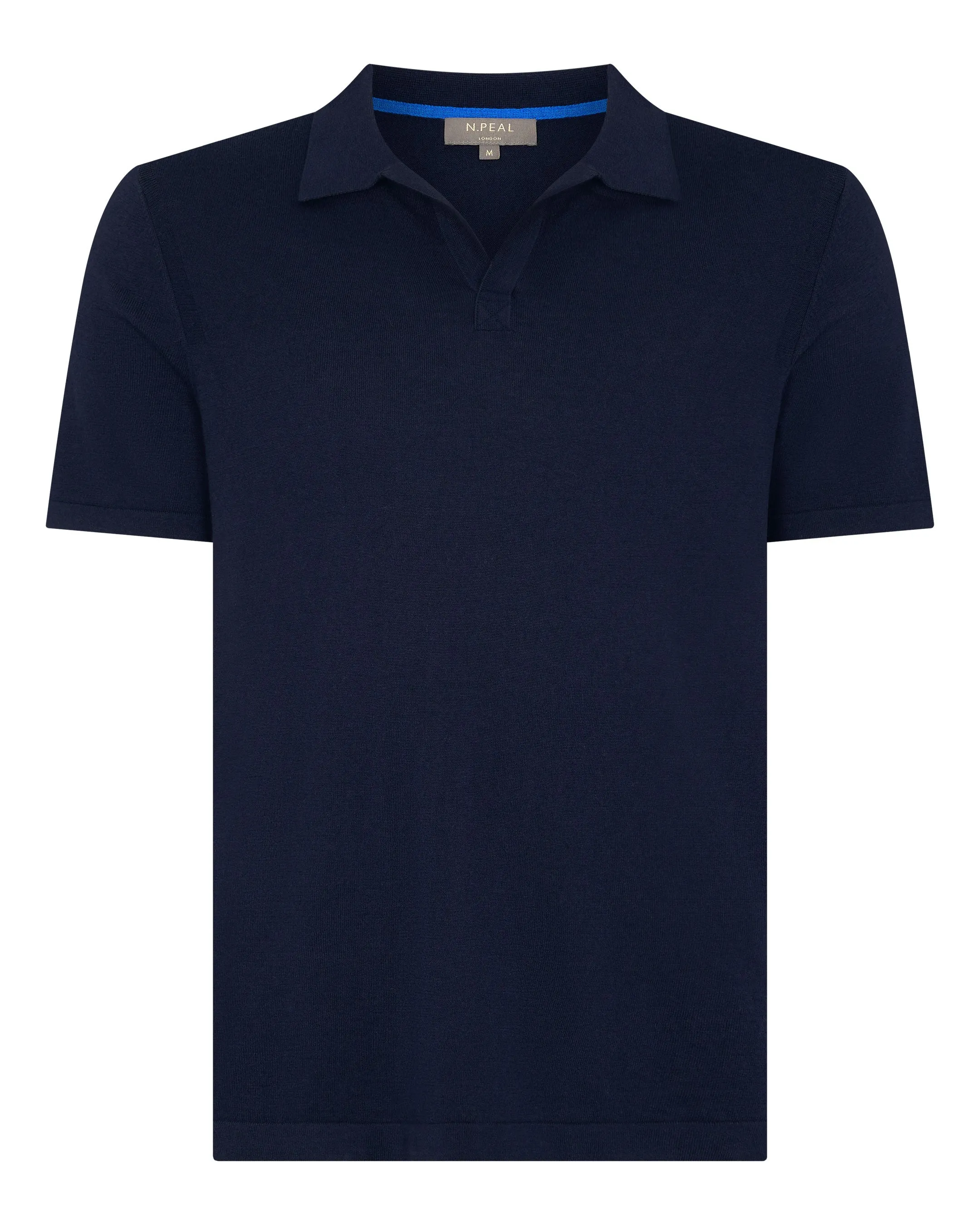 Men's Polo Cotton Cashmere T-Shirt Navy Blue