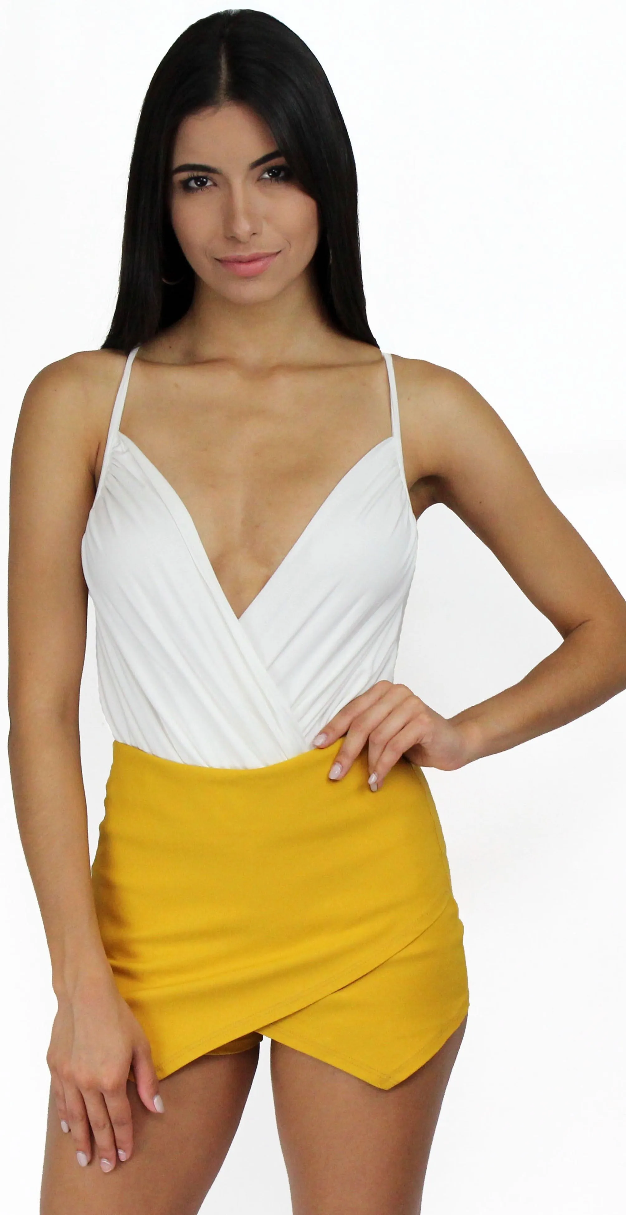 Modern Femme Mustard Asymmetrical Skort