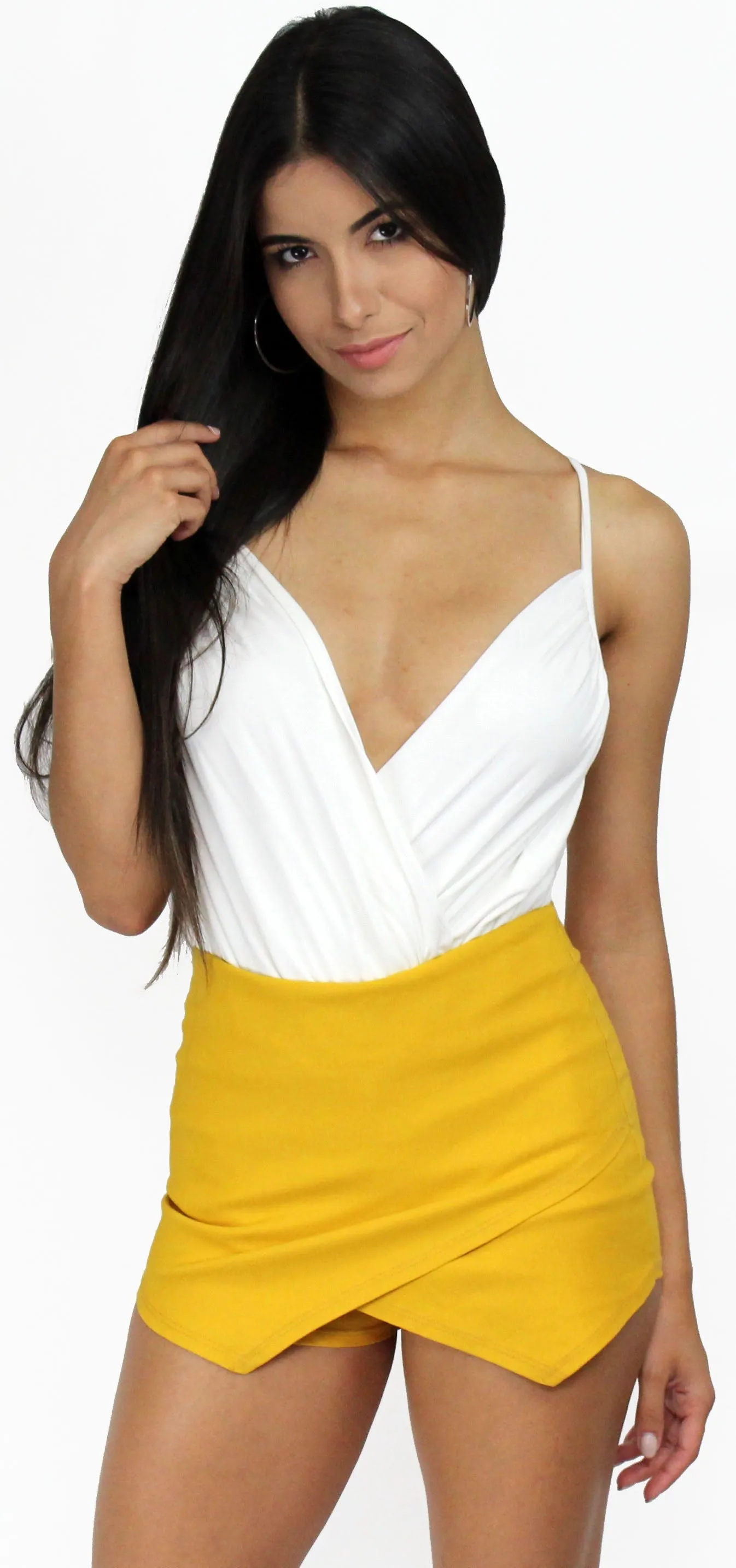 Modern Femme Mustard Asymmetrical Skort