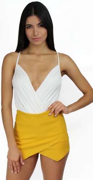 Modern Femme Mustard Asymmetrical Skort