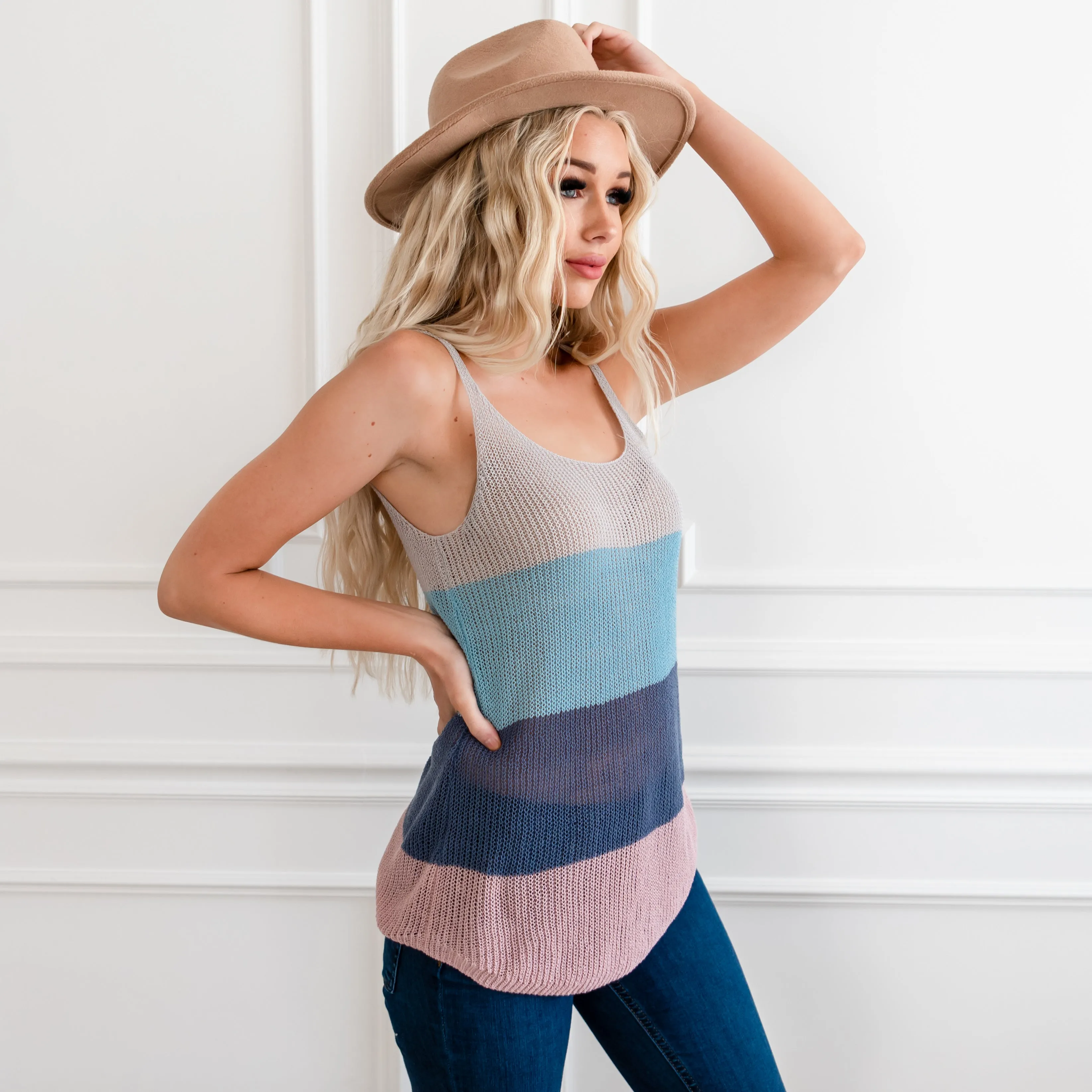 Multicolor Striped Tank - Blue