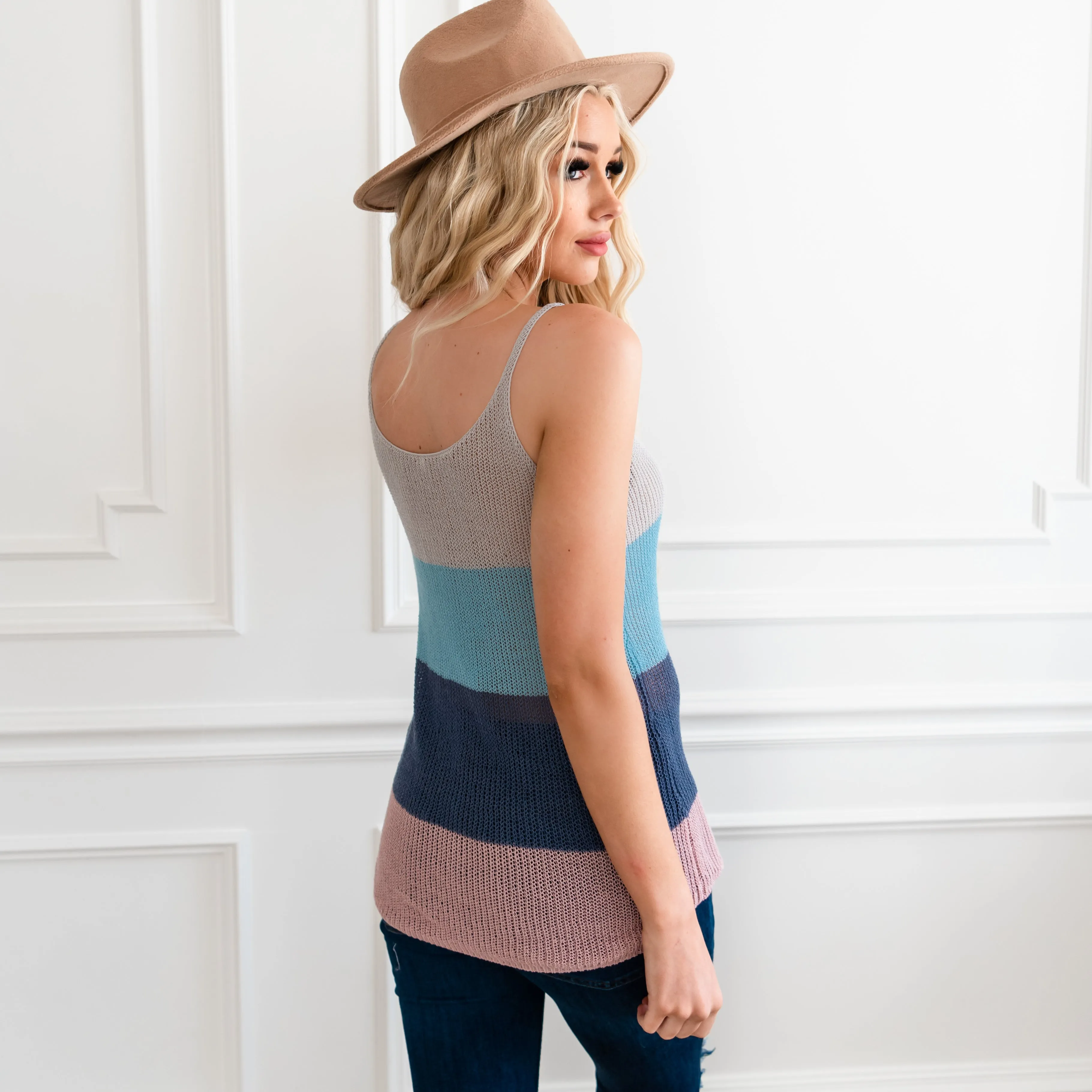 Multicolor Striped Tank - Blue