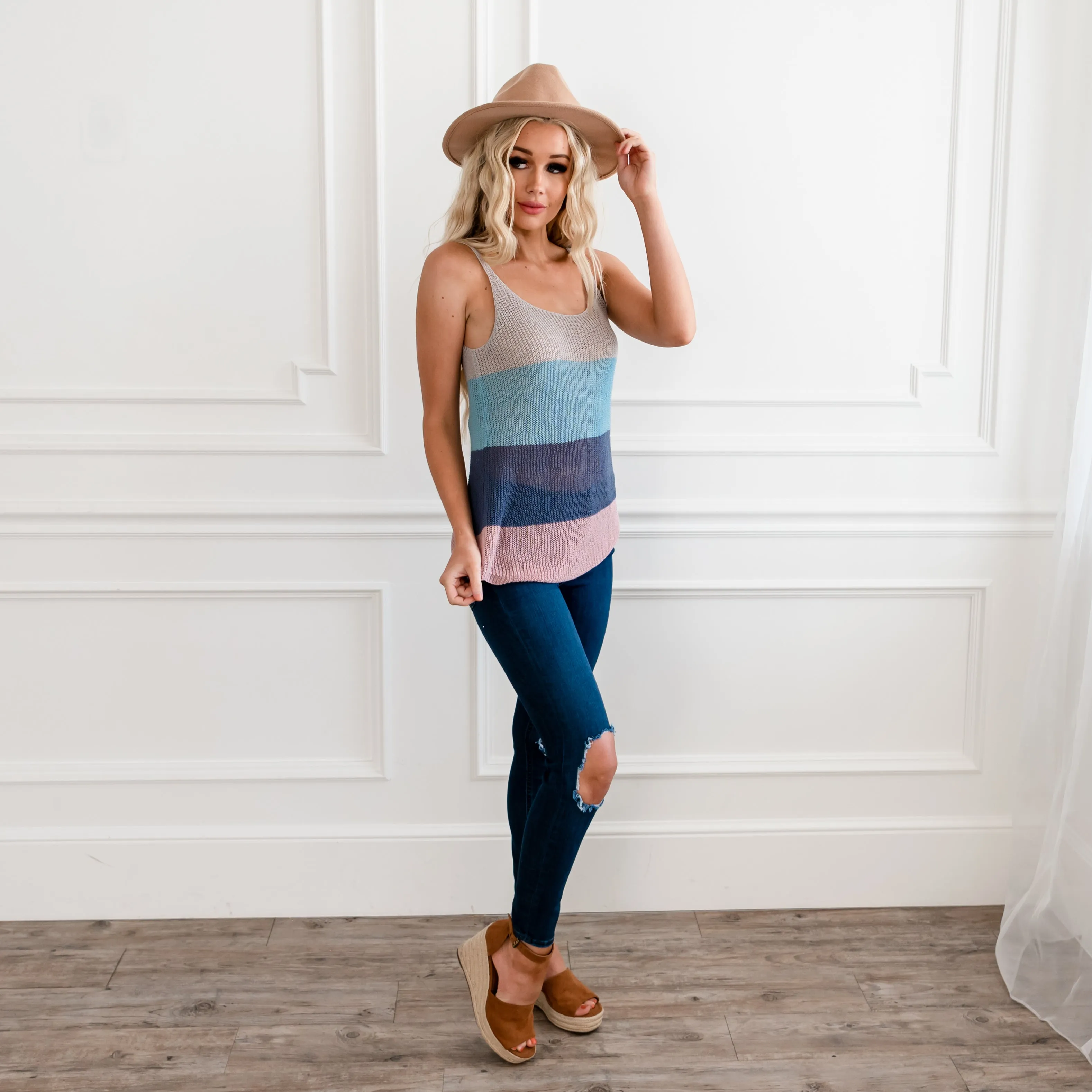 Multicolor Striped Tank - Blue