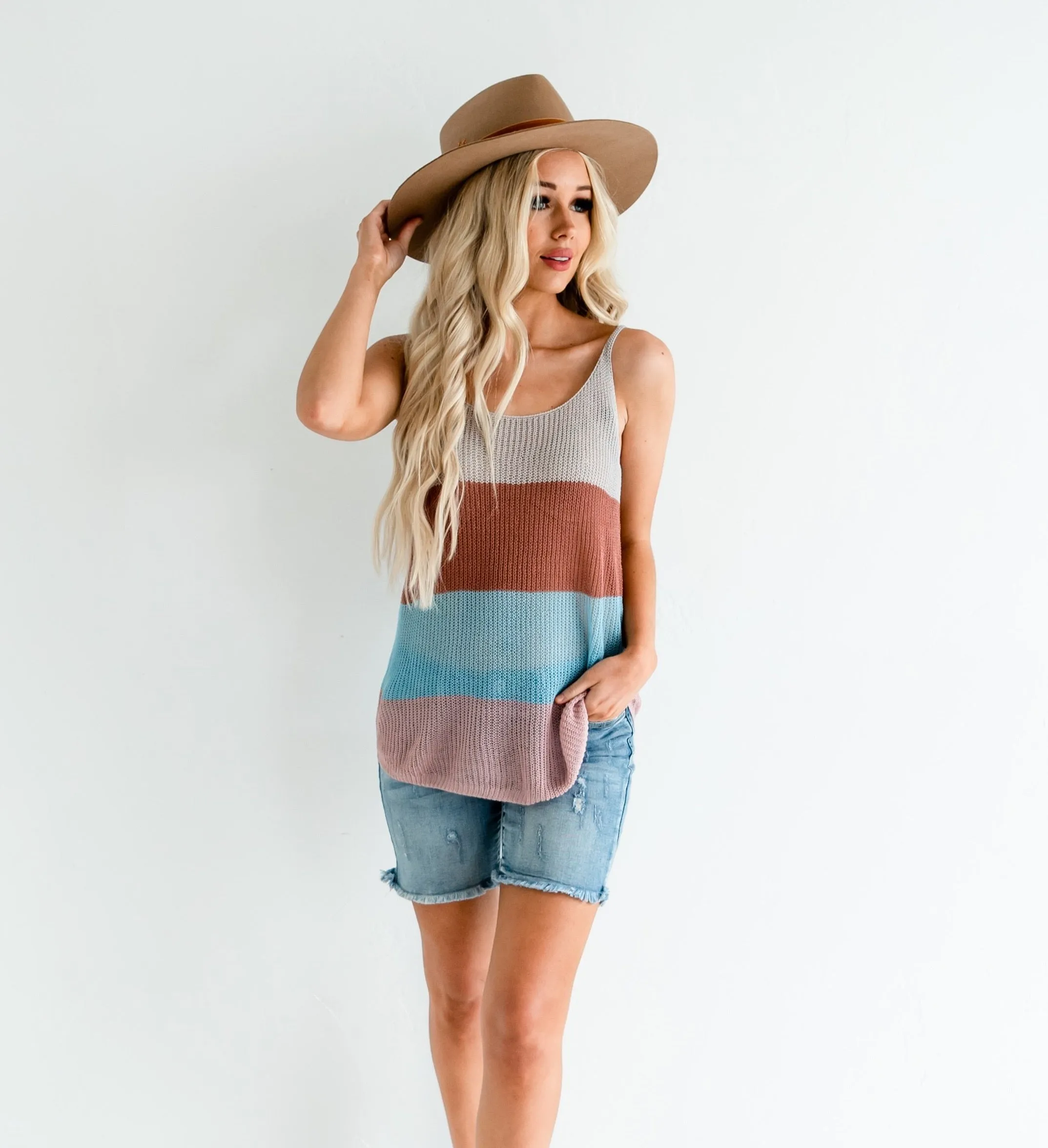 Multicolor Striped Tank - Pink