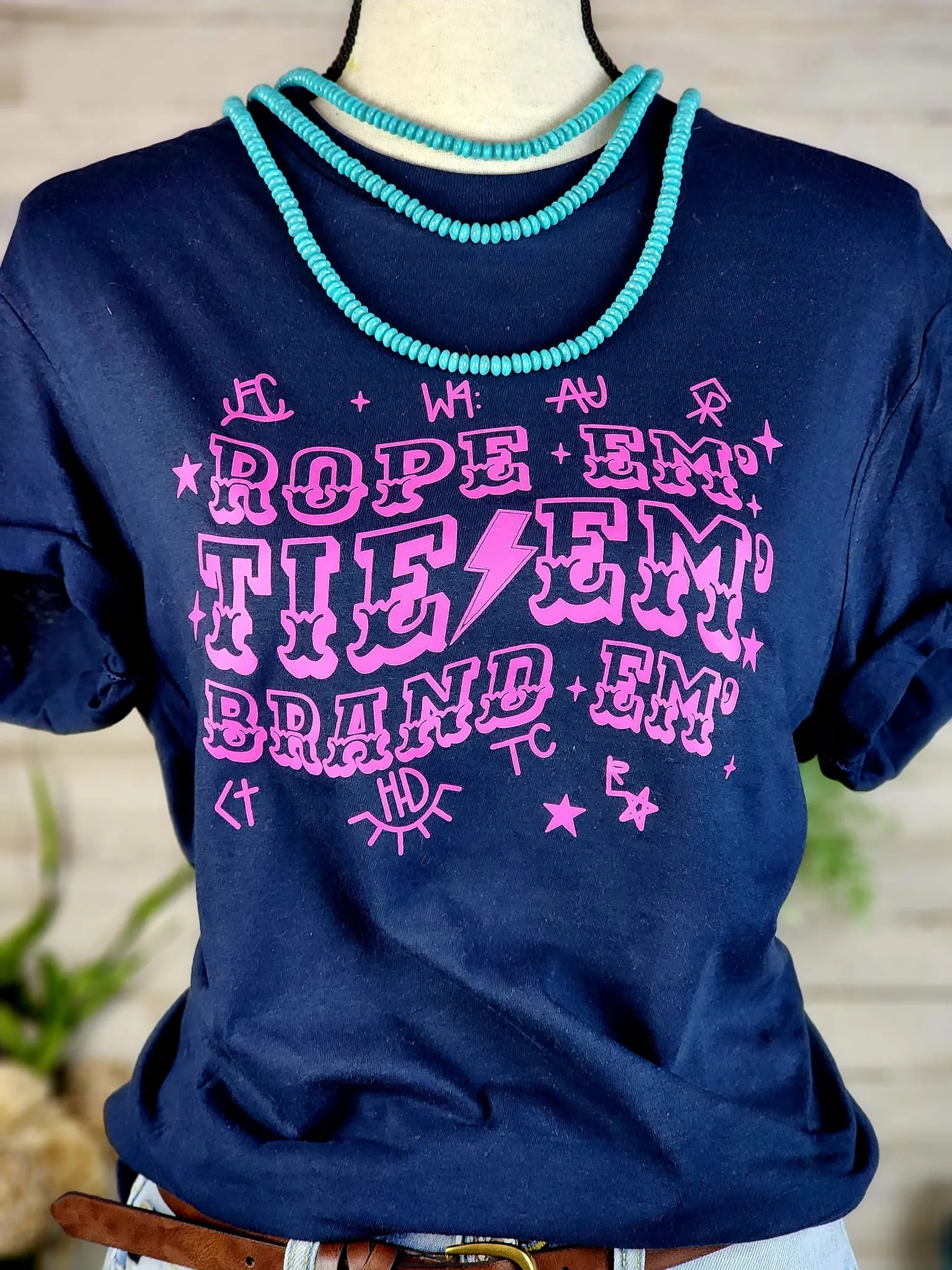 Navy Rope Em, Tie Em, Brand Em Short Sleeve Tee