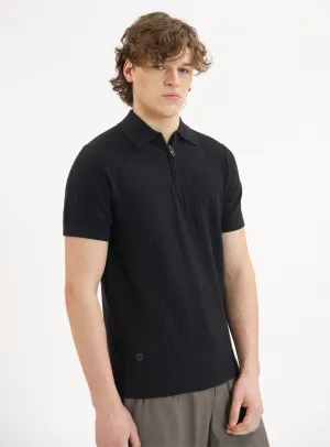 NILO | Textured Cotton Blend Knit Polo || NILO | Polo En Maille Avec Mélange De Coton Texturé