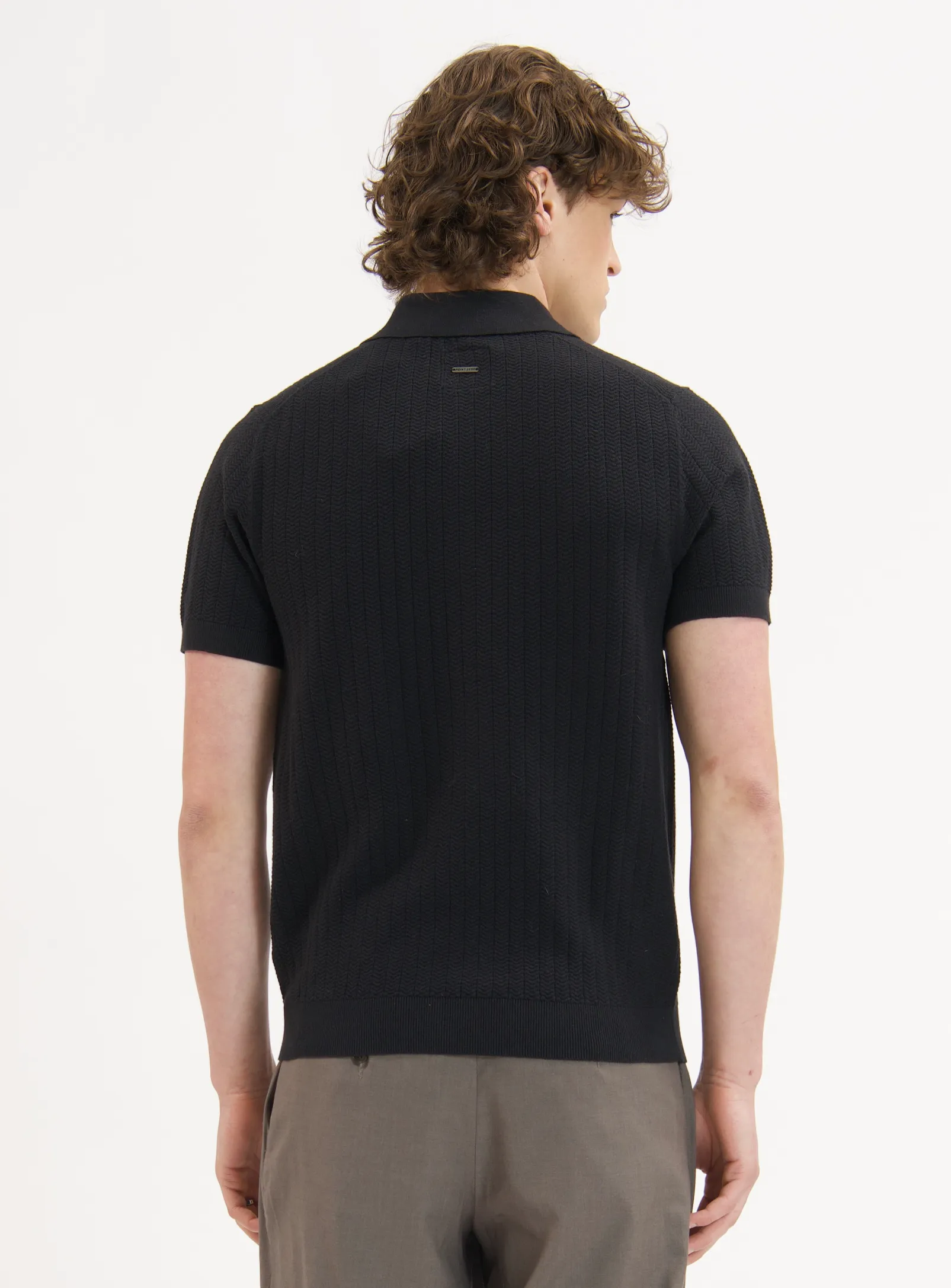 NILO | Textured Cotton Blend Knit Polo || NILO | Polo En Maille Avec Mélange De Coton Texturé