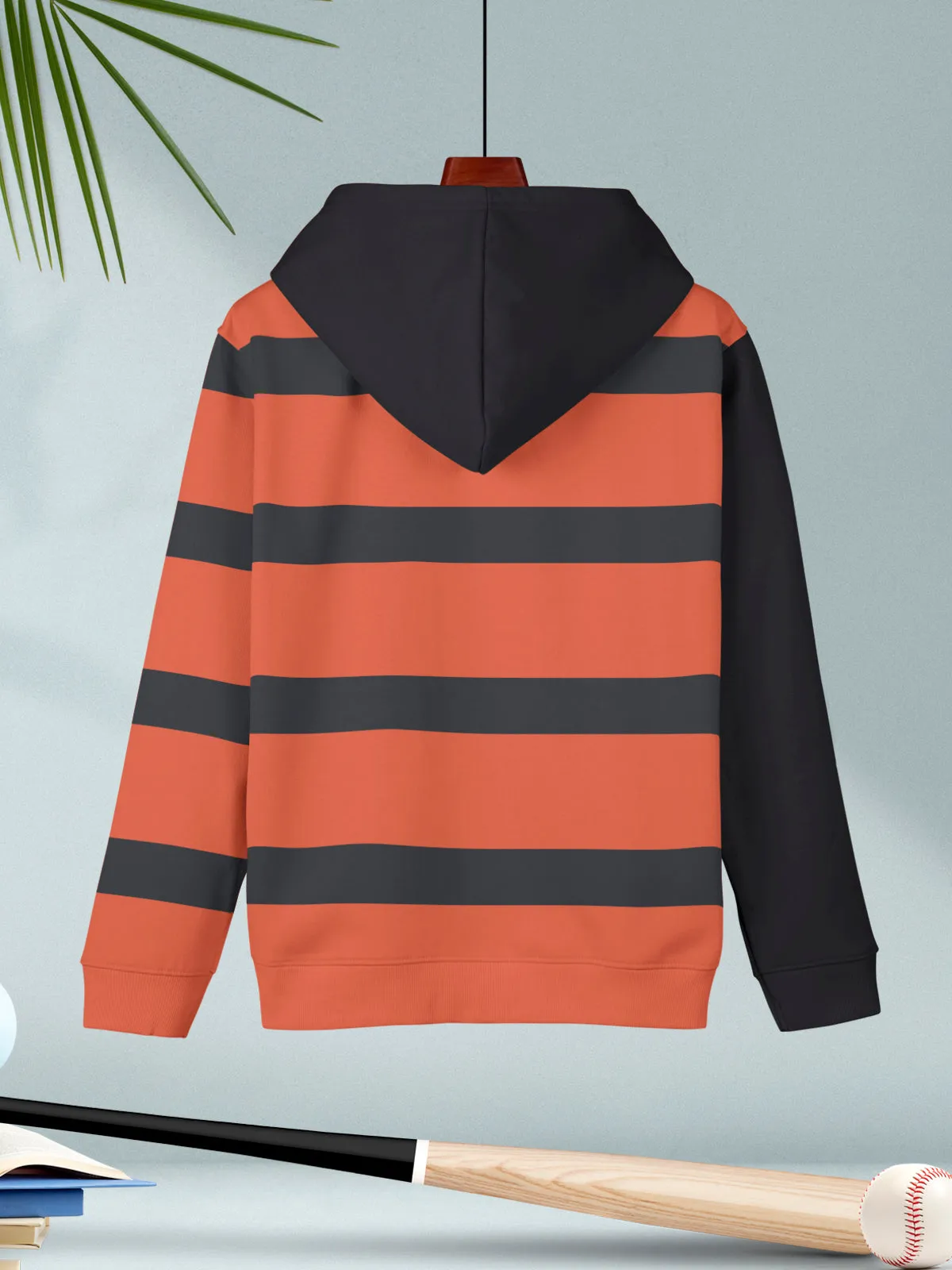 Orange & Beige Printed Cotton Blend Hoodie Sweatshirt For Boys - Pack of 2