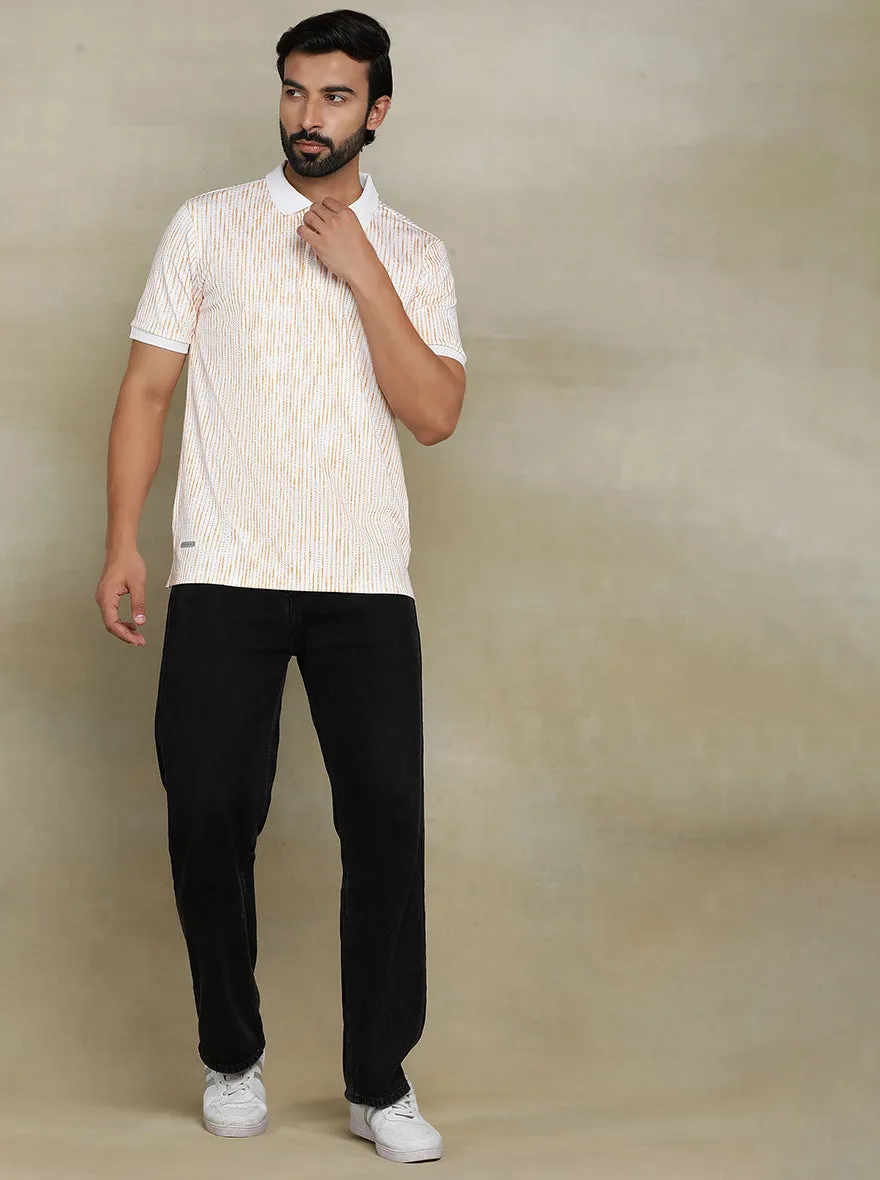 Orange Printed Slim fit Polo T-Shirt | Jade Play