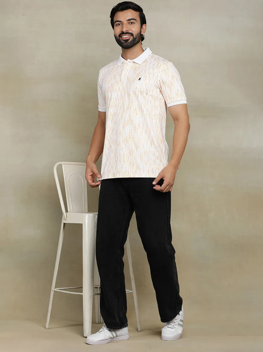 Orange Printed Slim fit Polo T-Shirt | Jade Play