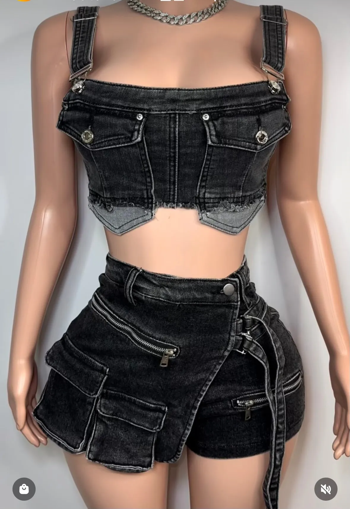“Overall” Denim Crop Top
