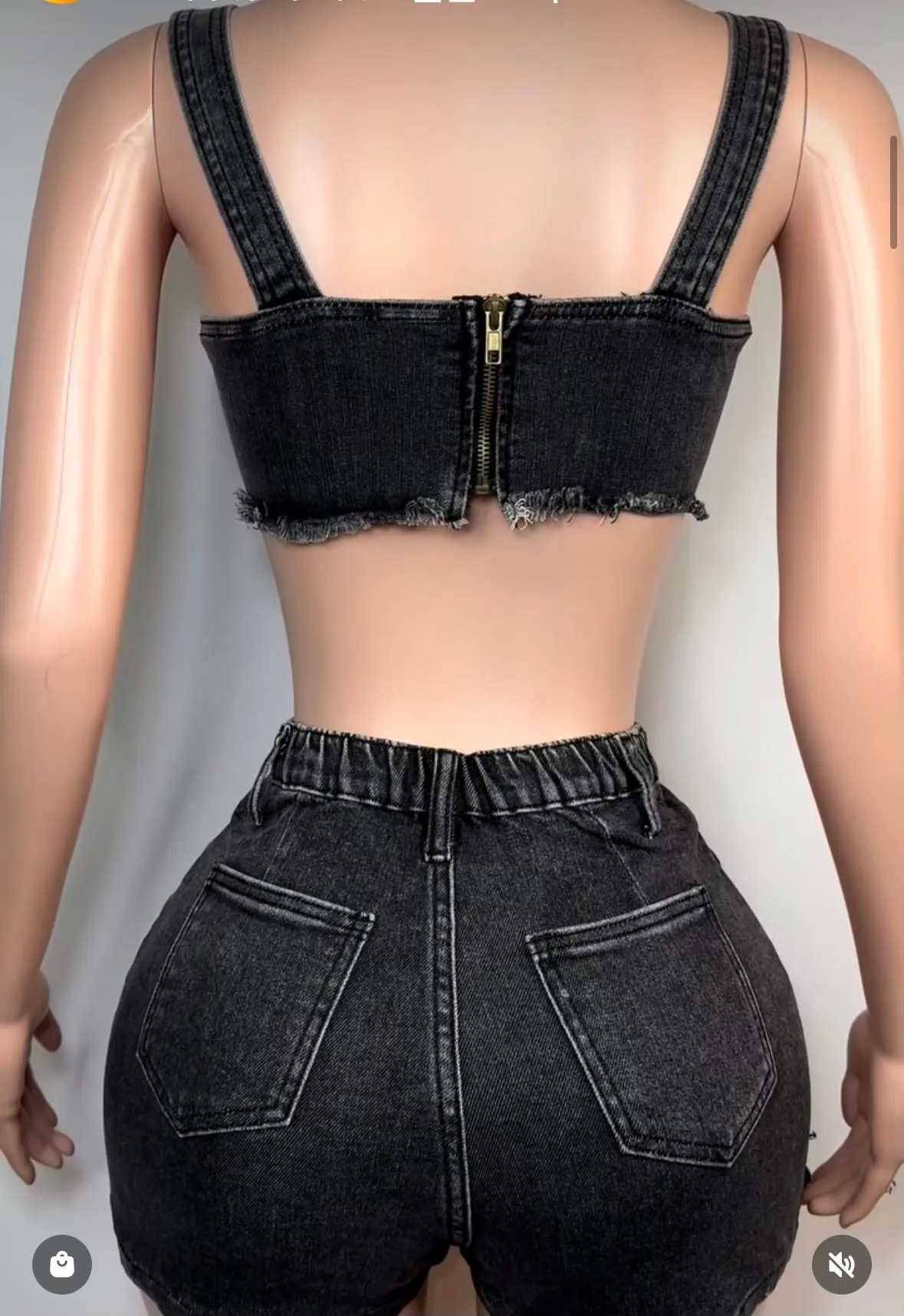 “Overall” Denim Crop Top