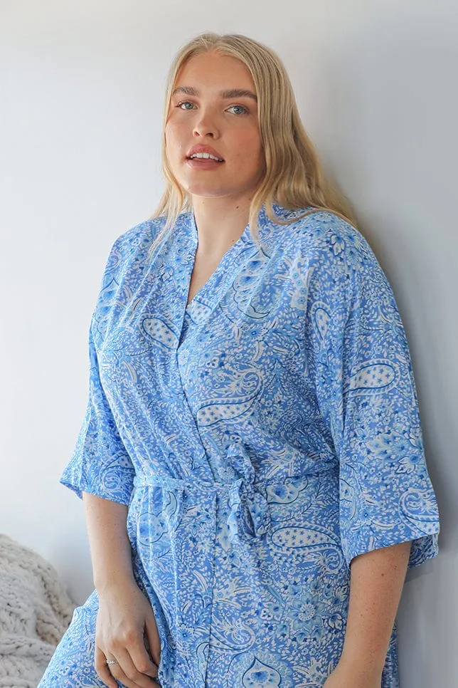 Paisley Blue Robe Short