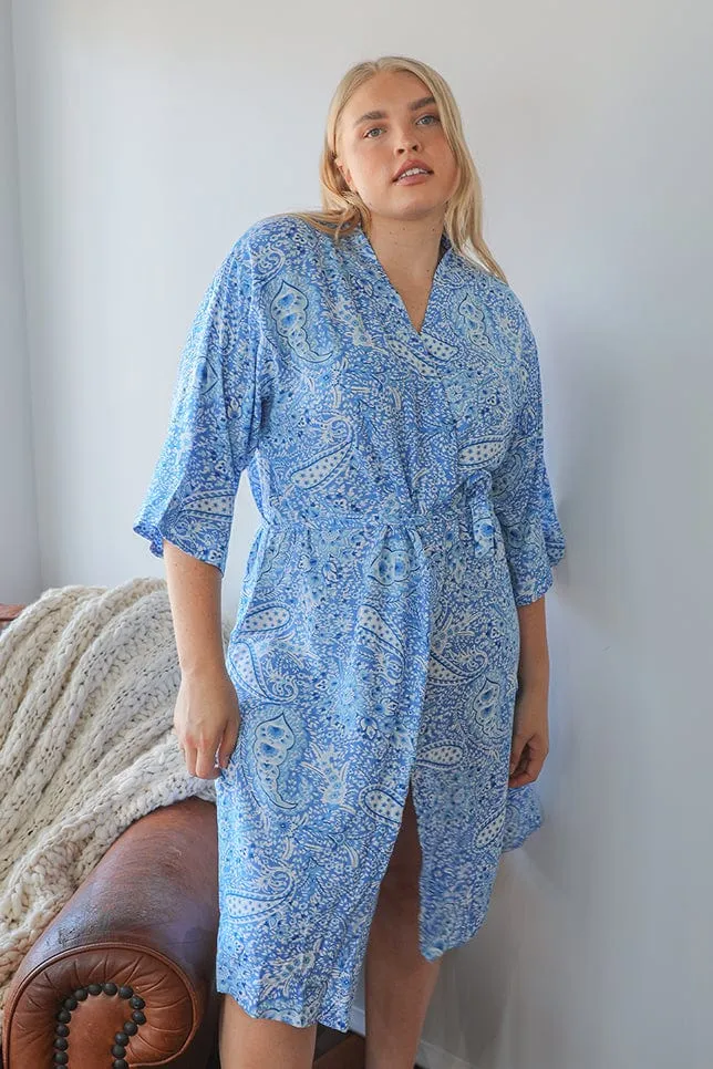 Paisley Blue Robe Short