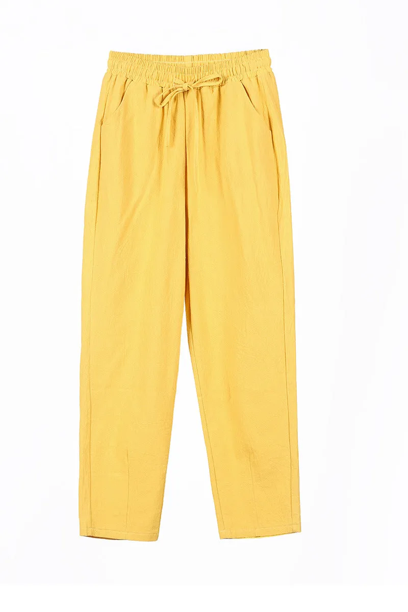 Pants Women Cotton Casual Loose Ankle-Length Thin Slim-Fit Pants
