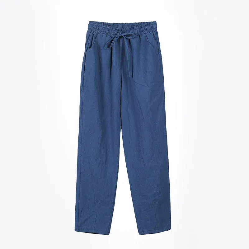 Pants Women Cotton Casual Loose Ankle-Length Thin Slim-Fit Pants