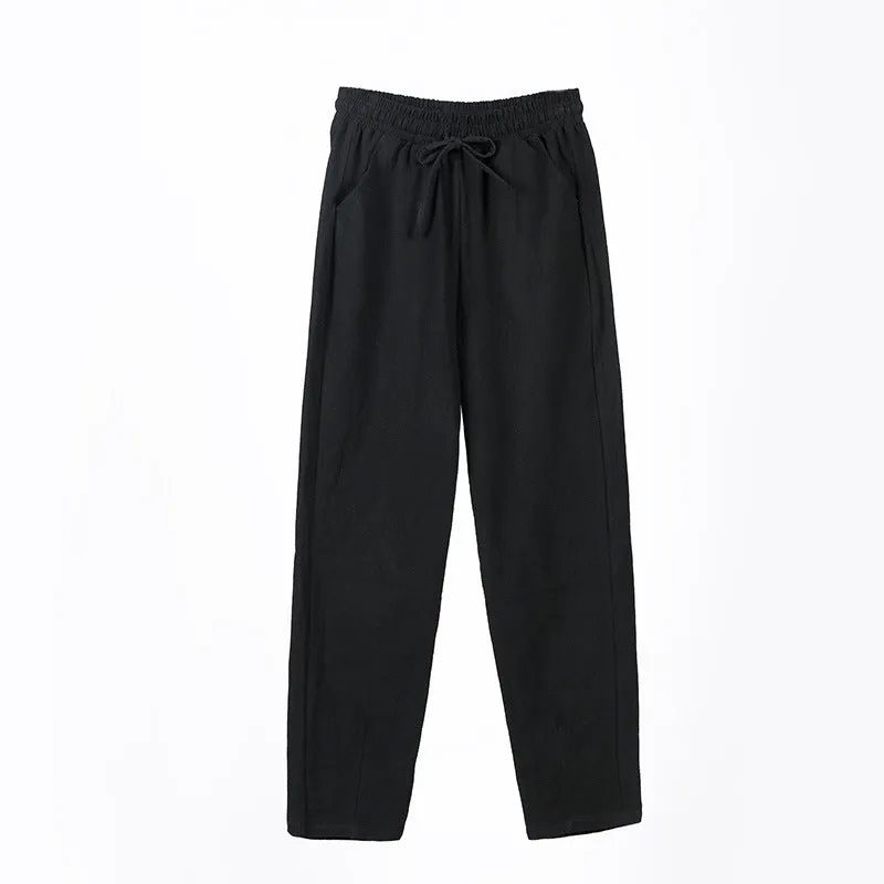 Pants Women Cotton Casual Loose Ankle-Length Thin Slim-Fit Pants