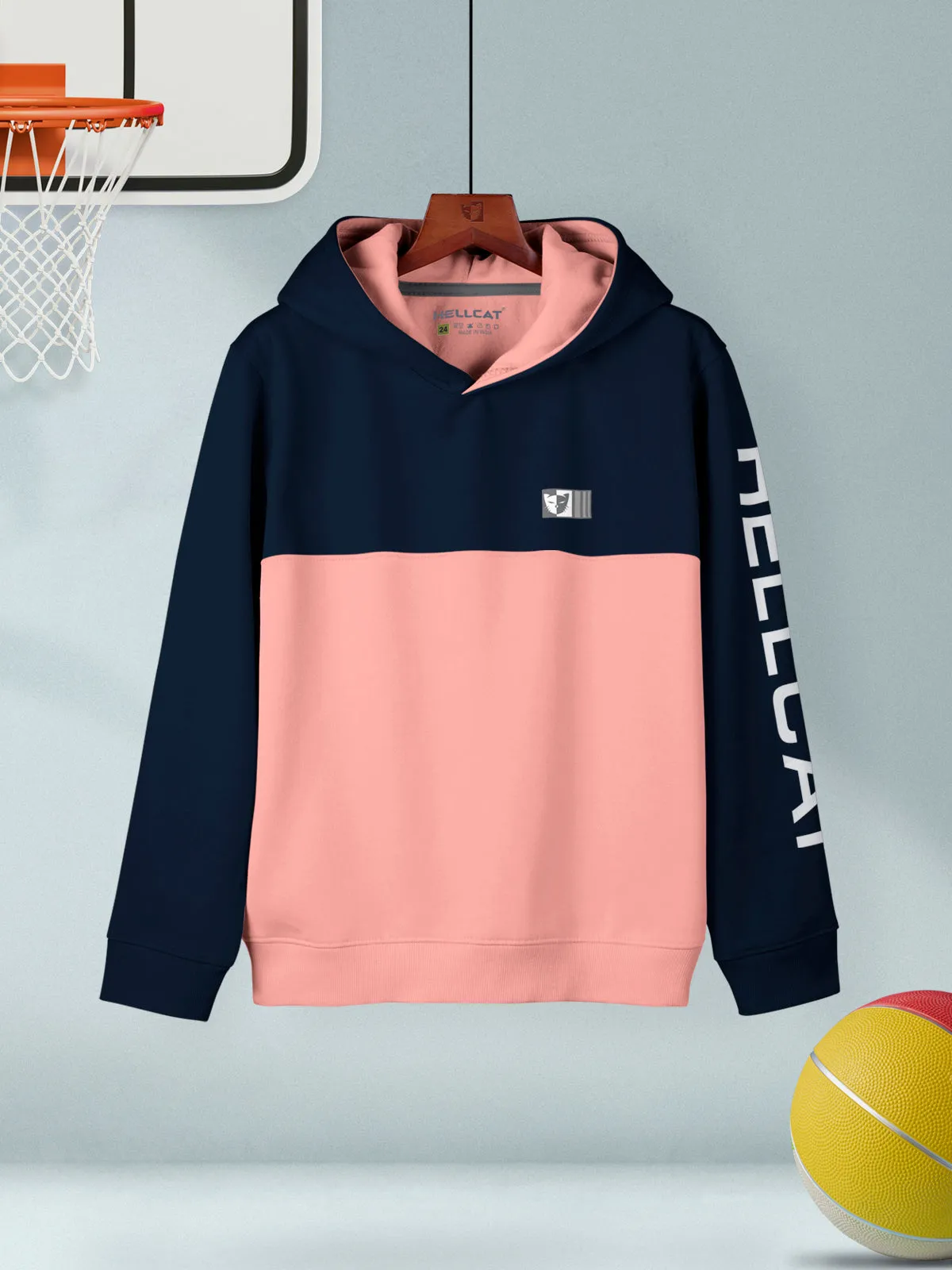 Peach & Beige Printed Cotton Blend Hoodie Sweatshirt For Boys - Pack of 2