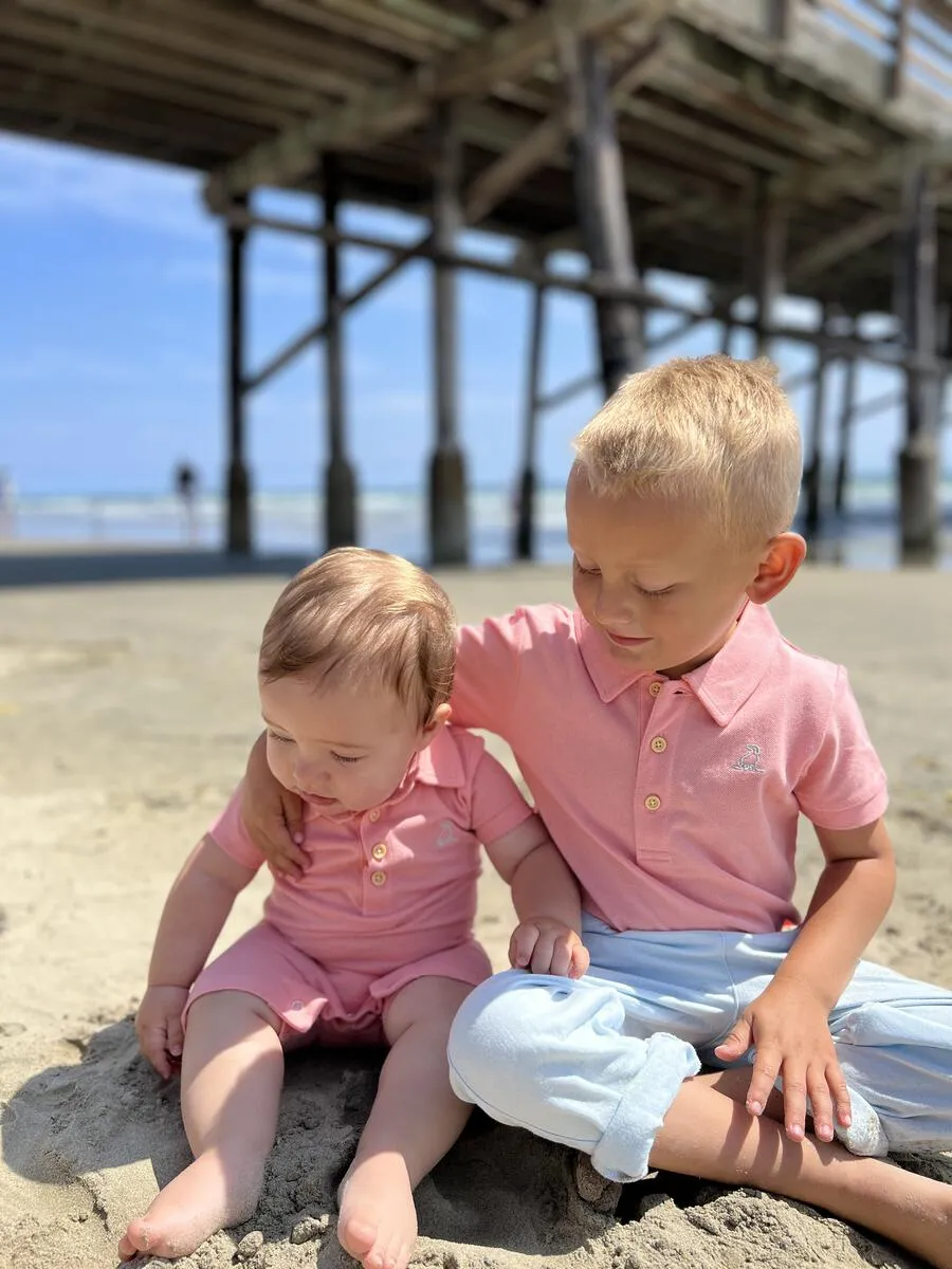 Pink Pique Polo Romper