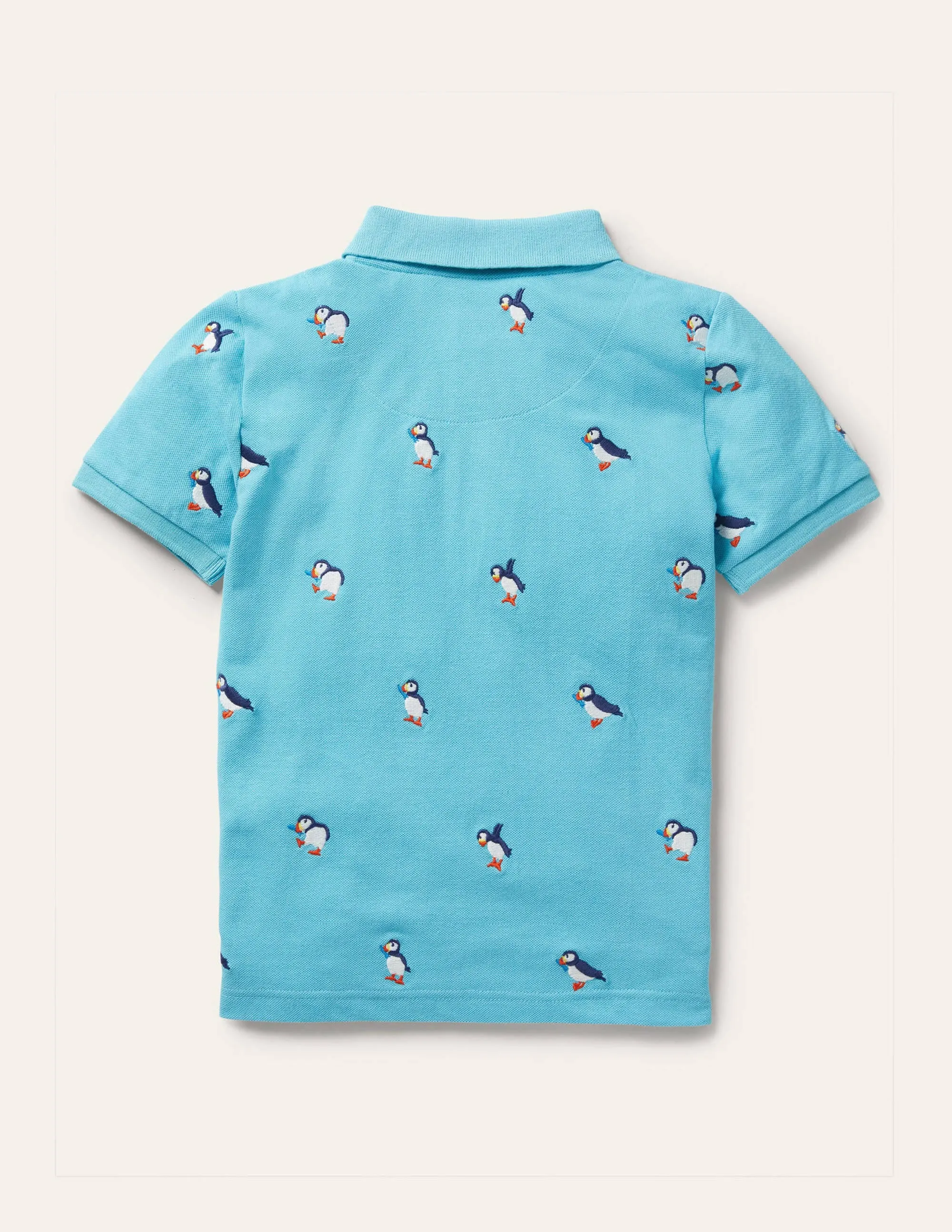Piqué Polo Shirt-Aqua Blue Puffins