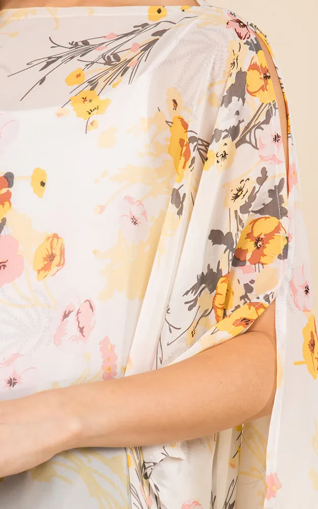 PP3119 Floral Pattern Poncho Cover Up