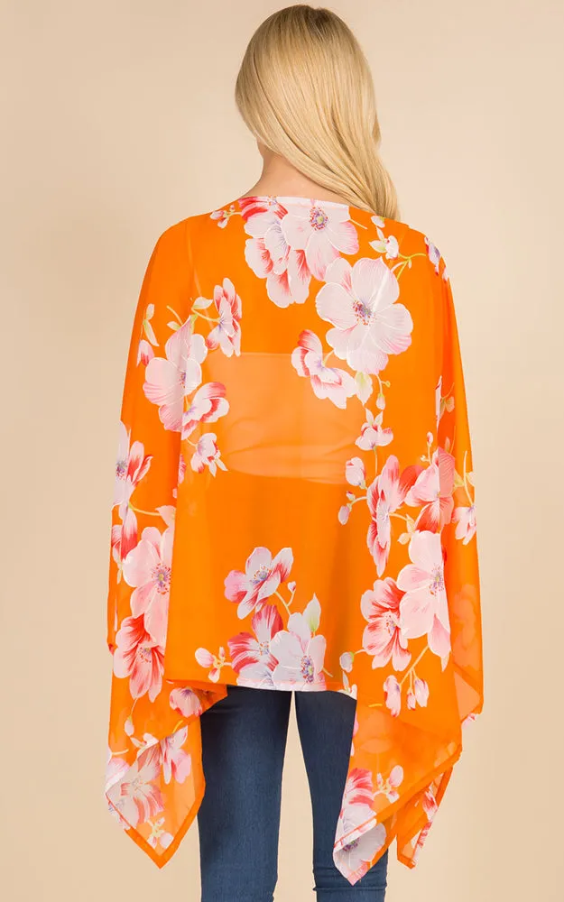PP3120 Floral Pattern Poncho Cover Up