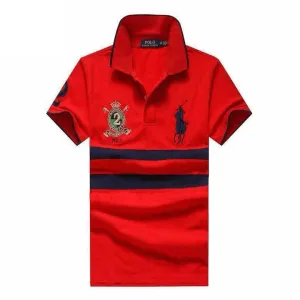 PRL Custom Fit Crown Big Pony 1967 Red Navy Blue polo Shirt