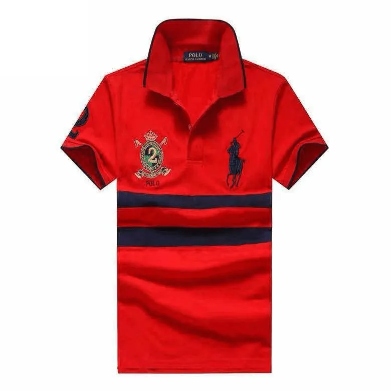 PRL Custom Fit Crown Big Pony 1967 Red Navy Blue polo Shirt