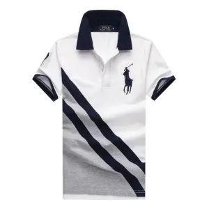 PRL Custom Fitted Big Pony Diagonal Patterned Polo Shirt