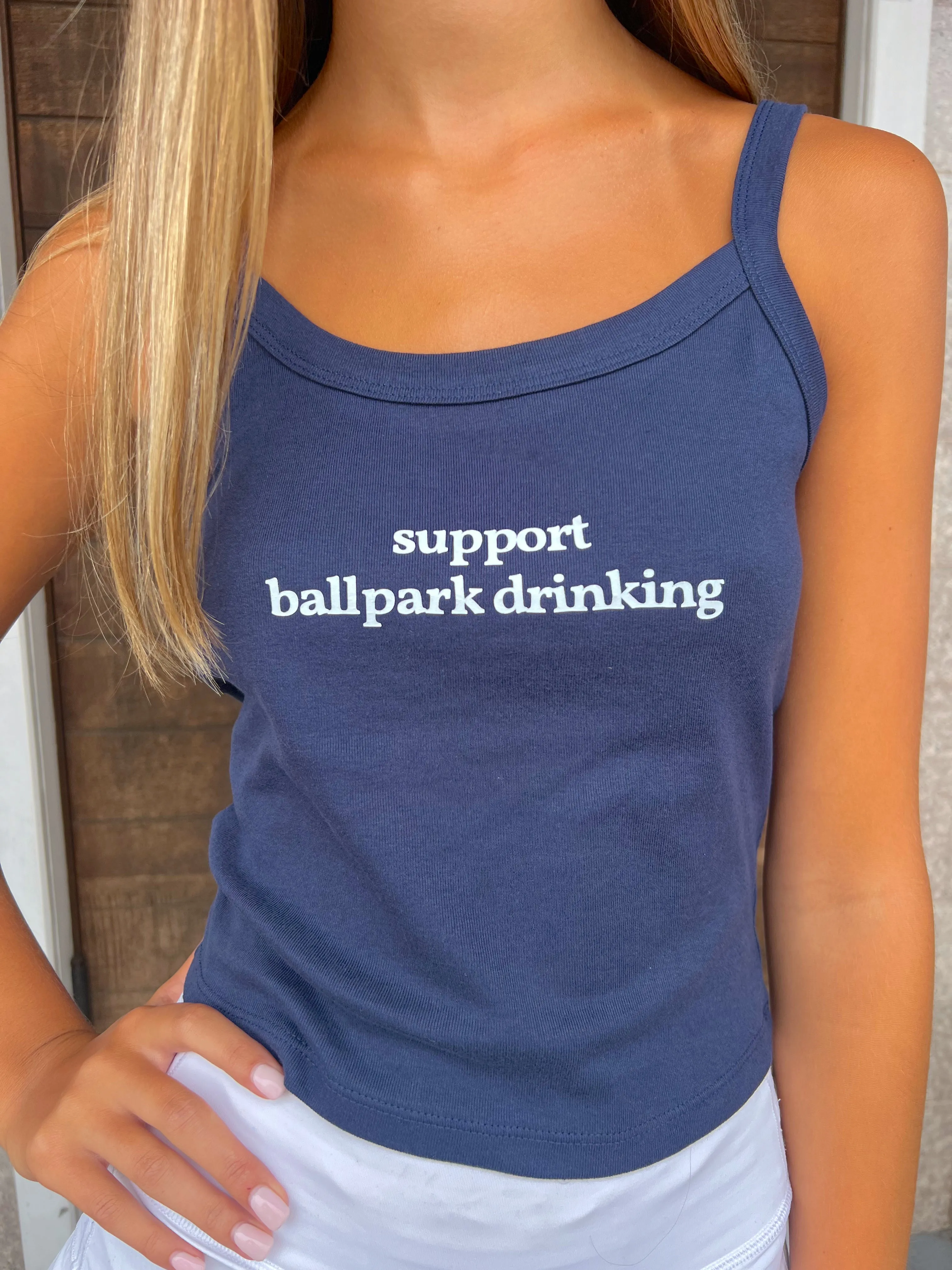 "Support Ballpark Drinking" Navy Tank Top