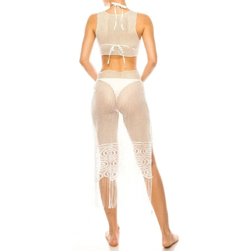 Relaxing Crochet with Tinsel Bottom Mid Cutout Cover Up