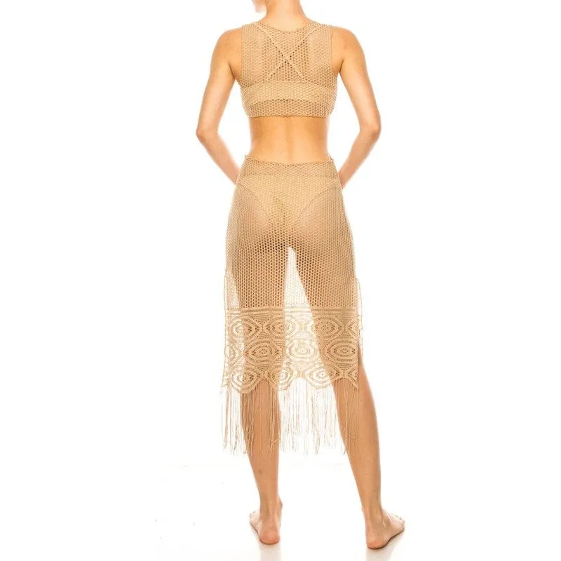 Relaxing Crochet with Tinsel Bottom Mid Cutout Cover Up