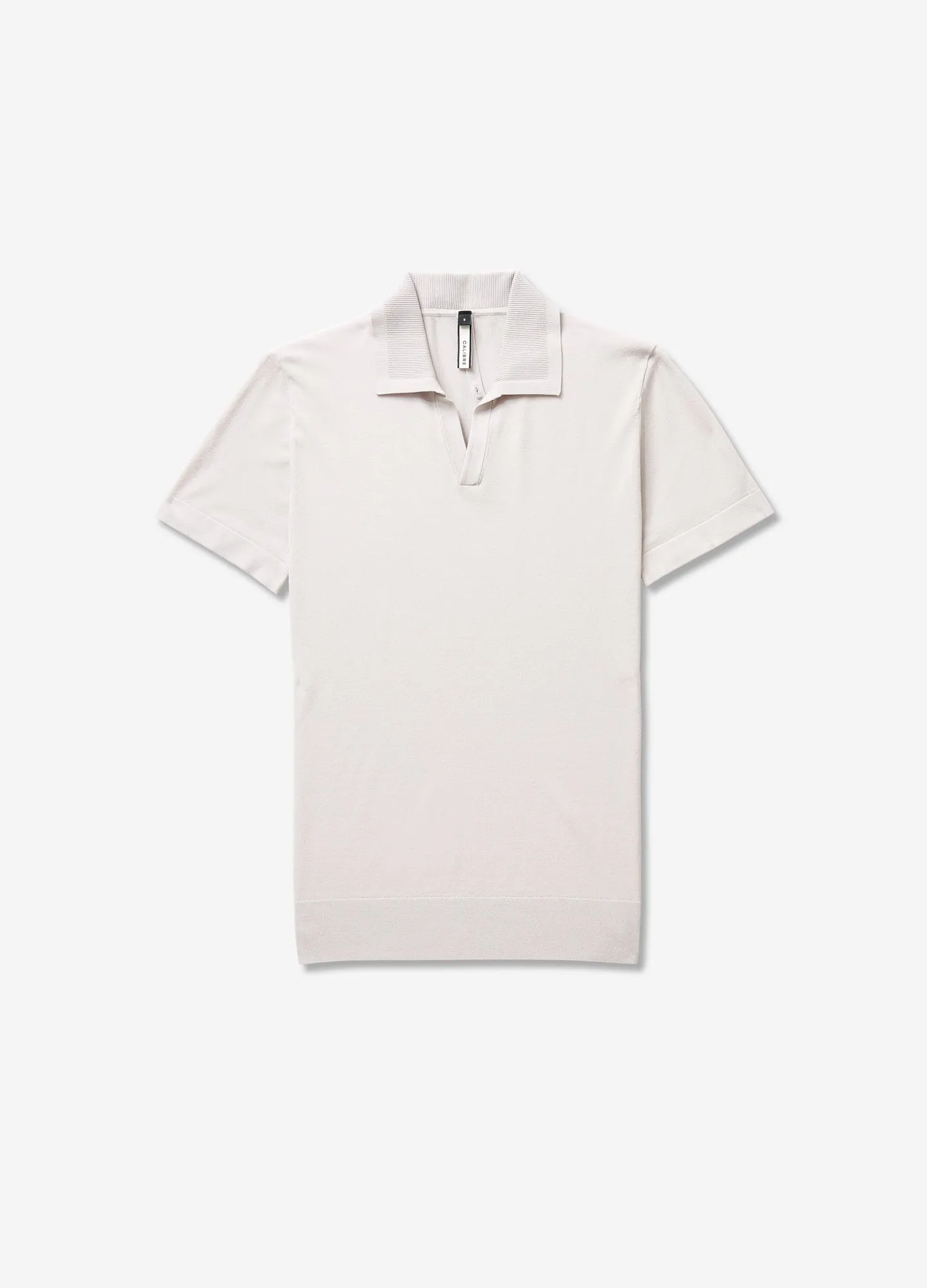 Rib Collar Tech Knit Polo Silver