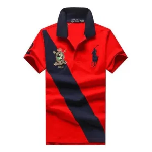 RL Custom Fit Crown Big Pony Team 2 Red And Blue Polo Shirt