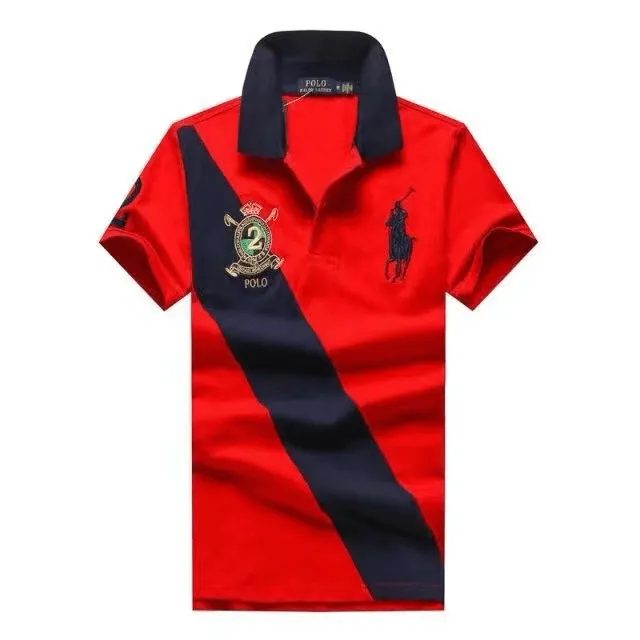RL Custom Fit Crown Big Pony Team 2 Red And Blue Polo Shirt