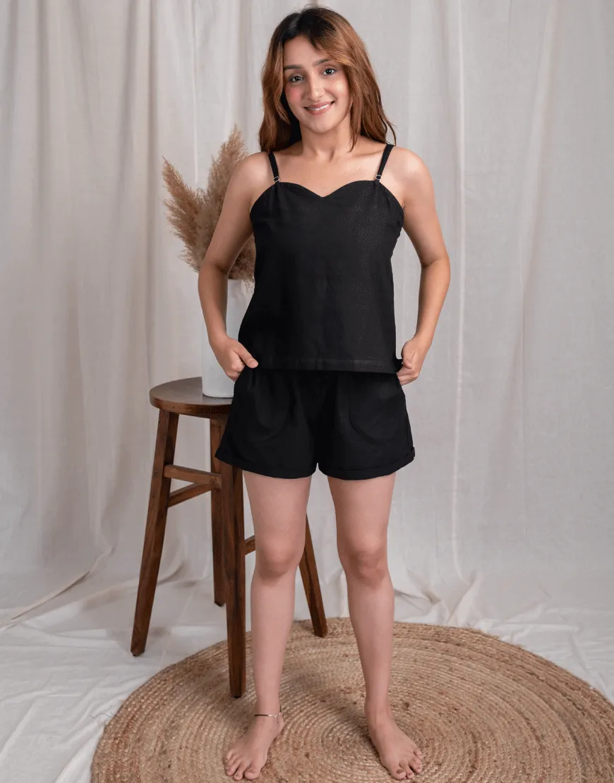 Royal Black Cotton Camisole