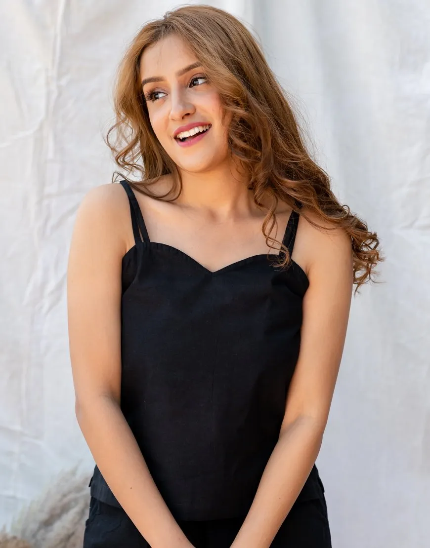 Royal Black Cotton Camisole