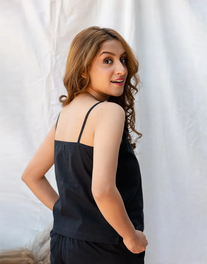 Royal Black Cotton Camisole