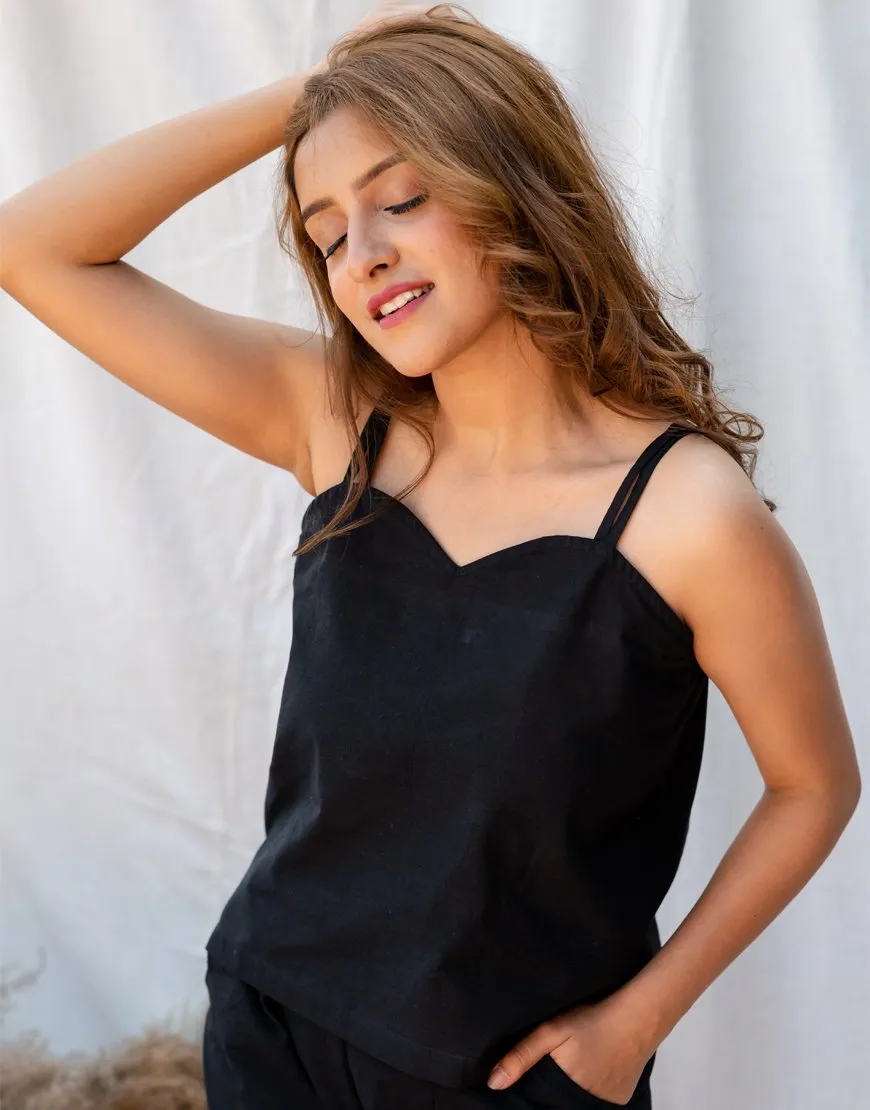 Royal Black Cotton Camisole