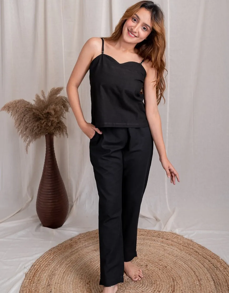 Royal Black Cotton Camisole