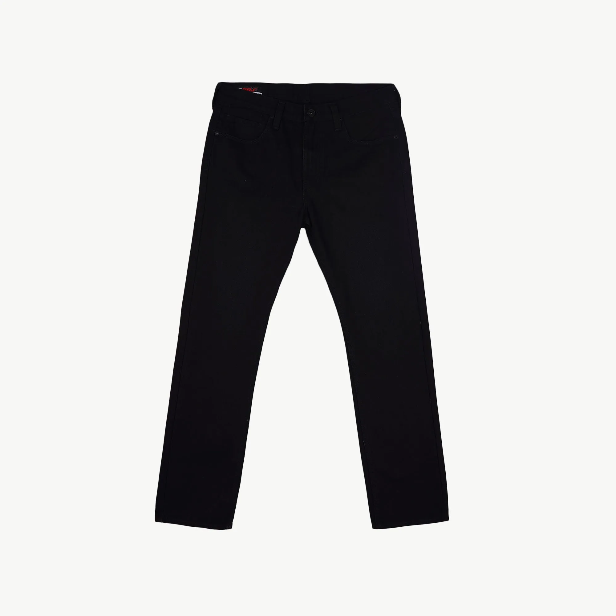 RRJ Men's Basic Denim Pants Mid-Rise Slim Straight Fitting Rinse with Details Fabric 167494 (Black)