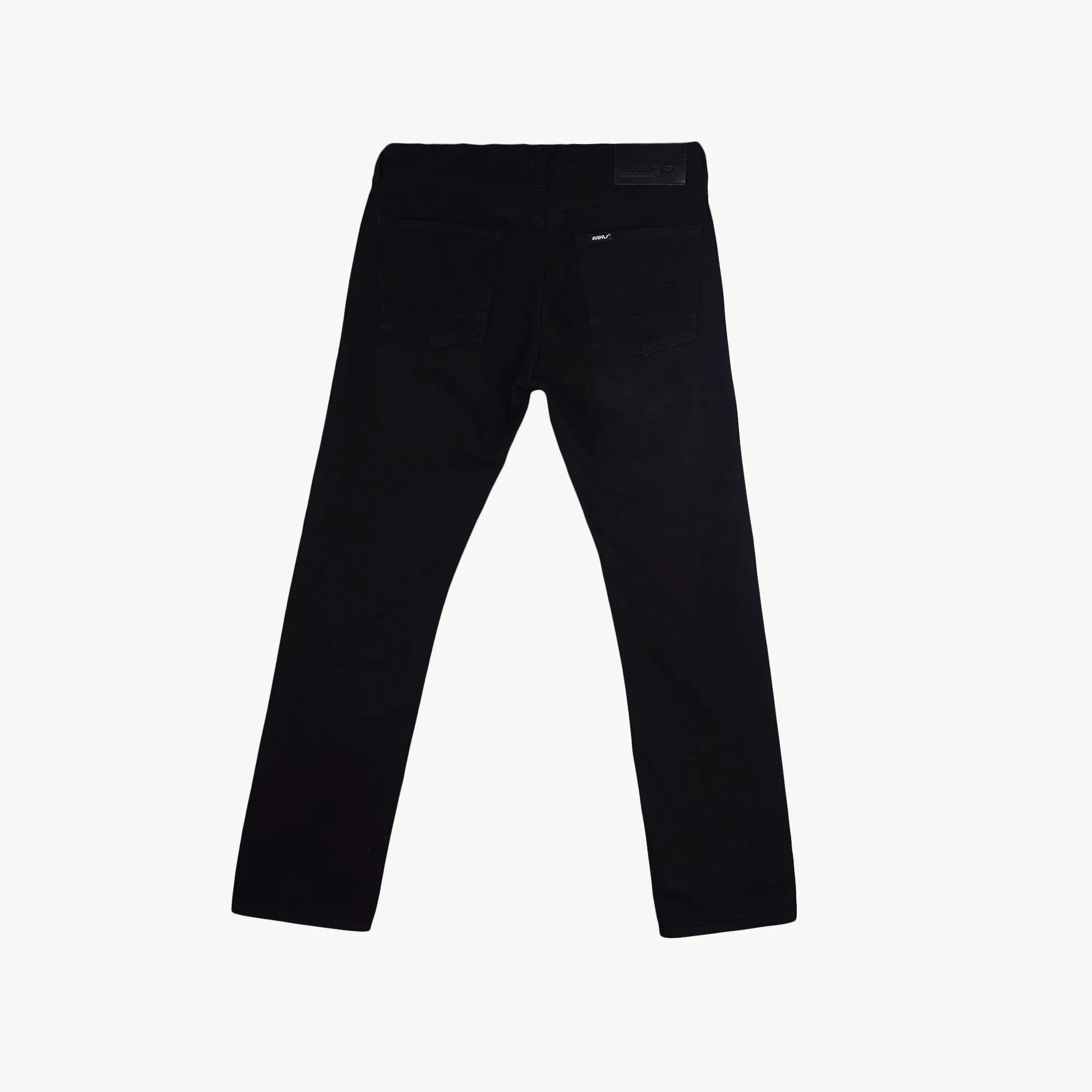RRJ Men's Basic Denim Pants Mid-Rise Slim Straight Fitting Rinse with Details Fabric 167494 (Black)